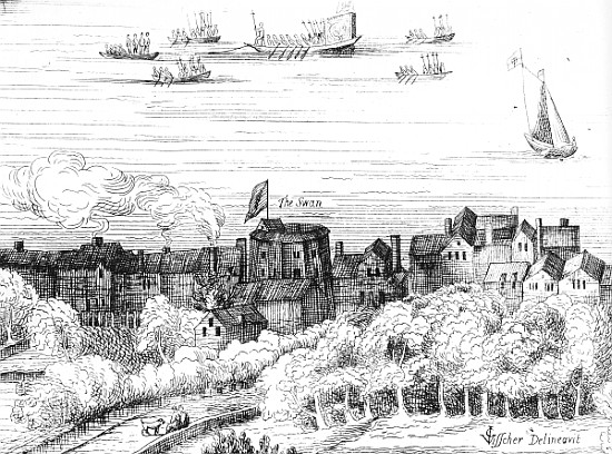 The Swan Theatre on the Bankside as it appeared in 1614 a Scuola Inglese