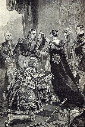 The Queen investing the Emperor of the French with the Order of the Garter