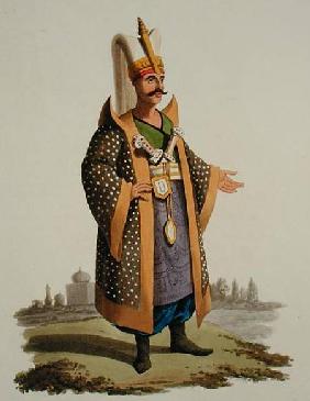 Turkish warrior, from 'Costumes of the Various Nations', Volume VII, 'The Military Costume of Turkey