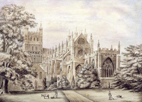 Exeter Cathedral, East End  on a Scuola Inglese