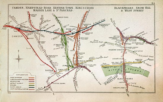 Transport map of London, c.1915 a Scuola Inglese