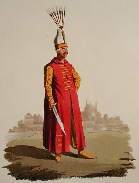 Turkish warrior, from 'Costumes of the Various Nations', Volume VII, 'The Military Costume of Turkey a Scuola Inglese