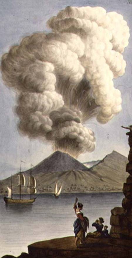 Vesuvius erupting, plate III from Sir William Hamilton's 'Campi Phlegraeiae' (supplement) a Scuola Inglese