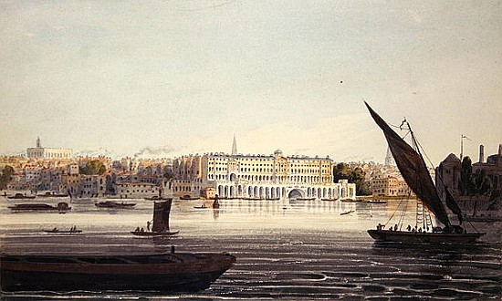 View of the River Front of New Somerset House, from Bankside a Scuola Inglese