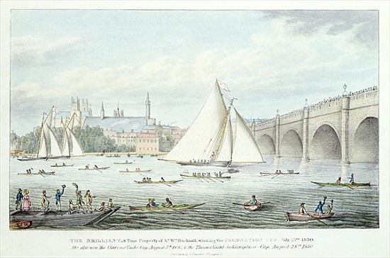 View of Westminster and the Bridge, with a Sailing Match a Scuola Inglese