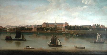 View of the Royal Hospital and the Rotunda from the south bank of The River Thames a Scuola Inglese