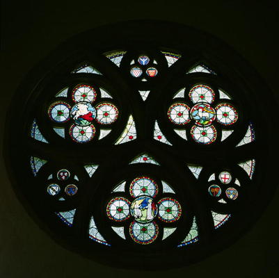 Rose Window (stained glass) a English School, (14th century)