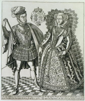 Portrait of Mary, Queen of Scots (1542-87) and Henry Stewart, Lord Darnley (1545-67) from the 'Book a English School, (17th century)