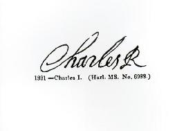 Signature of King Charles I (1600-49) (engraving) (b/w photo)