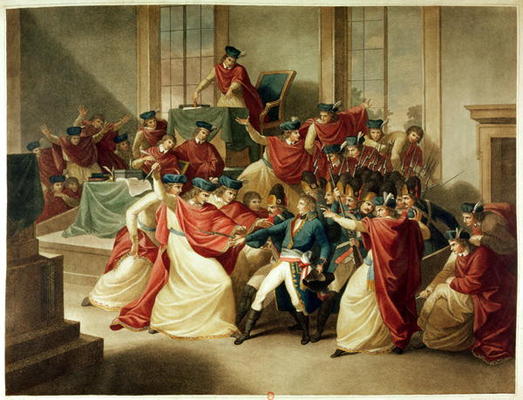 Coup d'Etat of 18 Brumaire, November 10th, 1799 (colour litho) a English School, (18th-19th century)