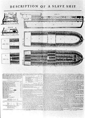 Description of a Slave Ship, 1789 (print) a English School, (18th century)