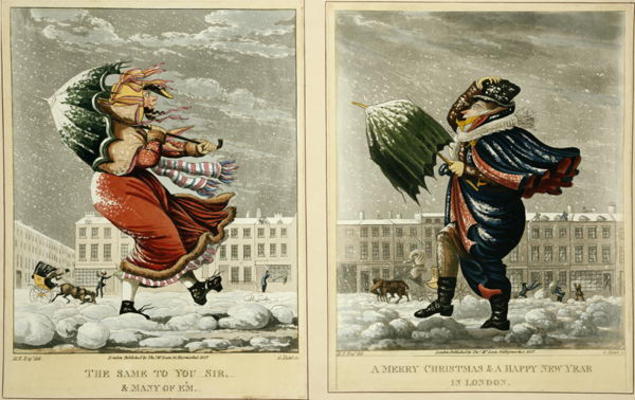 A Merry Christmas and a Happy New Year in London: And the Same to You, Sir, and Many of 'Em, engrave a English School, (19th century)