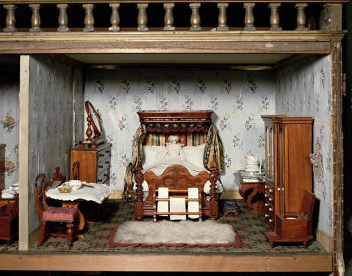 A bedroom in 'Mrs Bryant's Pleasure', c.1860 (mixed media) a English School, (19th century)