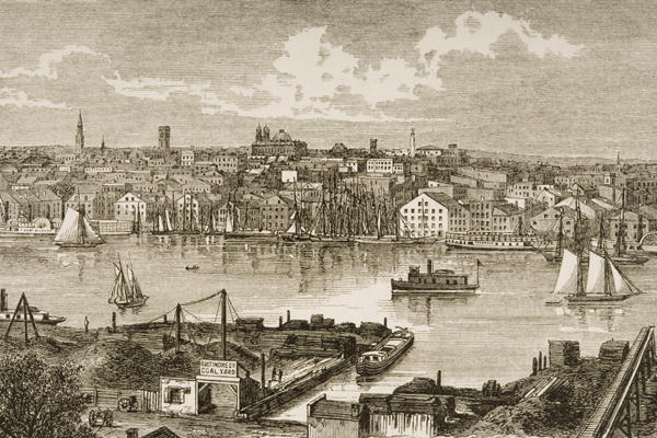 Baltimore, in c.1870, from 'American Pictures' published by the Religious Tract Society, 1876 (engra a English School, (19th century)