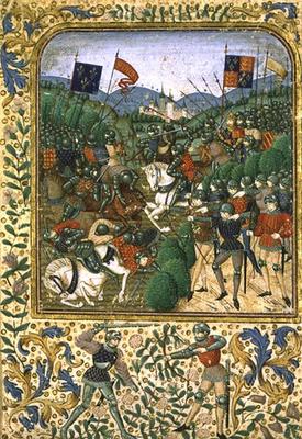 Battle of Agincourt, October 25th 1415 (w/c on paper) a English School, (19th century)