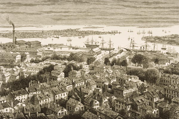 Boston, from Bunker's Hill, in c.1870, from 'American Pictures' published by the Religious Tract Soc a English School, (19th century)