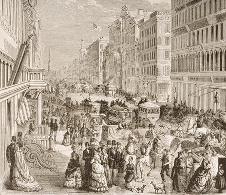 Broadway, New York City, c.1870, from 'American Pictures', published by The Religious Tract Society, a English School, (19th century)