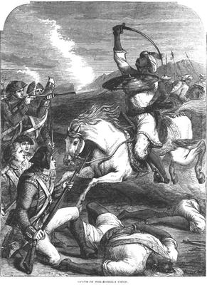 Death of the Rohilla Chief in 1781 (engraving) (b&w photo) a English School, (19th century)