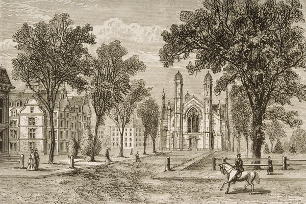 Gore Hall, Harvard University in c.1870, from 'American Pictures' published by the Religious Tract S a English School, (19th century)