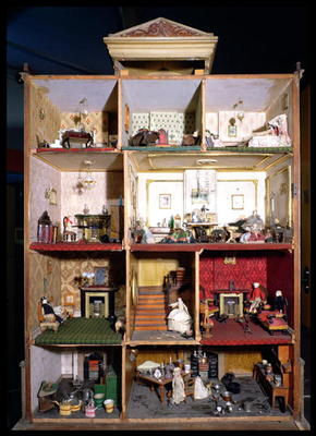 Interior of doll's town house, 1840 (mixed media) a English School, (19th century)