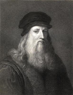 Leonardo da Vinci (1452-1519) engraving) a English School, (19th century)