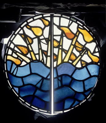 Light and Darkness, Night and Day, detail from the Creation Window, designed by William Morris or Ed a English School, (19th century)