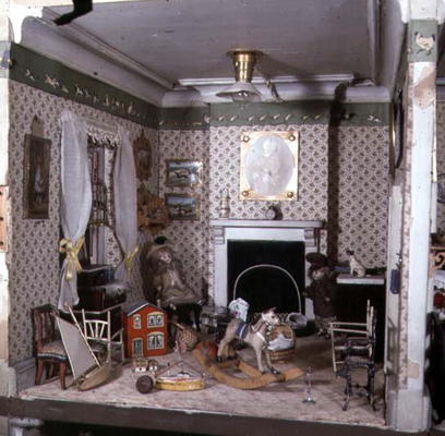 Nursery with toys from 'Miss Miles' House', 1890 (mixed media) a English School, (19th century)