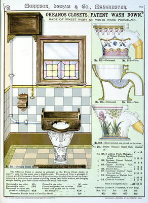 Okeanos Closets from a catalogue of sanitary wares produced by Morrison, Ingram & Co., Manchester, p a English School, (19th century)