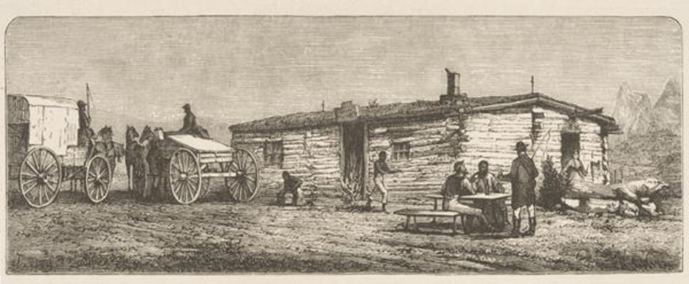 Old Post Station on the Prairie, near Denver, c.1870, from 'American Pictures', published by The Rel a English School, (19th century)