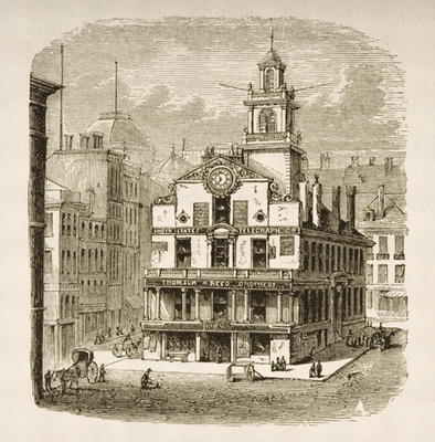 Old State House, Boston, in c.1870, from 'American Pictures' published by the Religious Tract Societ a English School, (19th century)