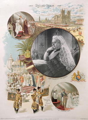 Queen Victoria (1819-1901) depicted at the time of her Diamond Jubilee in 1897 together with some of a English School, (19th century)