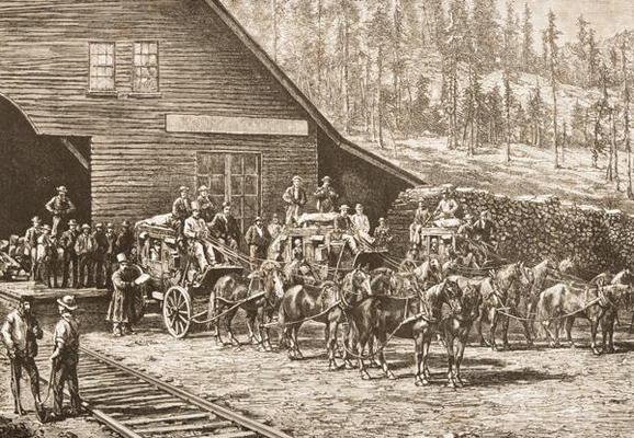 Reno Station on the Central Pacific Railway, in c.1870, from 'American Pictures' published by the Re a English School, (19th century)