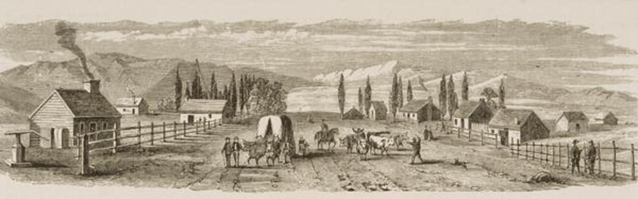 Salt Lake City in 1850, from 'American Pictures', published by The Religious Tract Society, 1876 (en a English School, (19th century)
