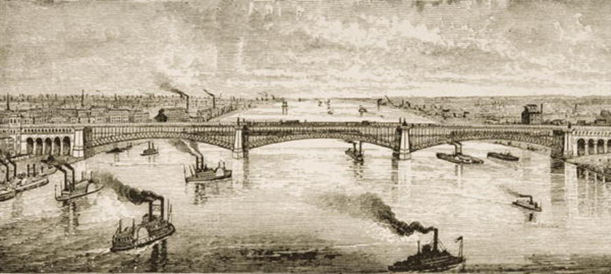 Steel Bridge Crossing the Mississippi River at St. Louis, c.1874, from 'American Pictures', publishe a English School, (19th century)