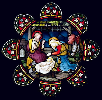 The Nativity (stained glass) a English School, (19th century)