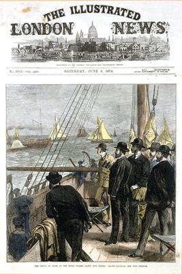 The Prince of Wales at the Royal Thames Yacht Club match, yachts rounding the club steamer, front co a English School, (19th century)