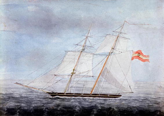 The Slaver 'Teresa', Taken by HMS 'Pelorus' on the Coast of Africa, 1832 (w/c on paper) a English School, (19th century)