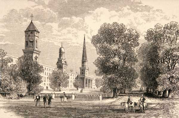 Yale College, New Haven, in c.1870, from 'American Pictures' published by the Religious Tract Societ a English School, (19th century)