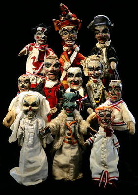 Punch and Judy puppets (mixed media) a English School, (20th century)