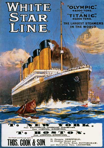 Poster advertising the White Star Line a English School, (20th century)