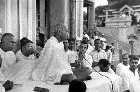 Mahatma Mohandas Karamchand Gandhi Indian politician and nationalist leader, here during a speech in