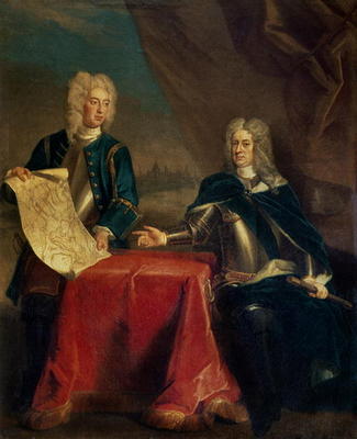 Duke of Marlborough discussing plans for the Siege of Bouchain with his Chief Engineer, Colonel Arms a Enoch Seeman