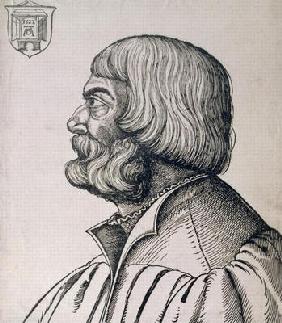 Profile portrait of Albrecht Durer (1471-1528), 1527 (woodcut)