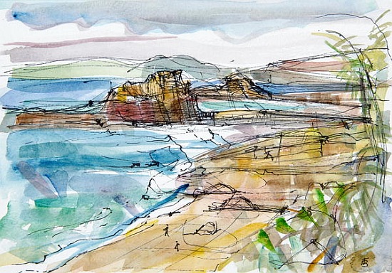 Le Renard near Guimaec, Brittany (pen and ink and and paper) a Erin  Townsend