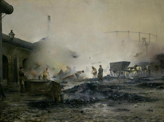 The Gas Factory at Courcelles, 1884 (oil on canvas) a Ernest Jean Delahaye