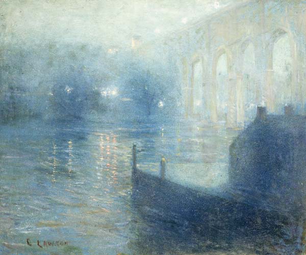 Harlem River at Night, Blue Reflection a Ernest Lawson