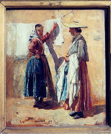 Washerwomen in Antibes a Ernest Meissonier