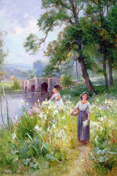 Picking Flowers by the River a Ernest Walbourn