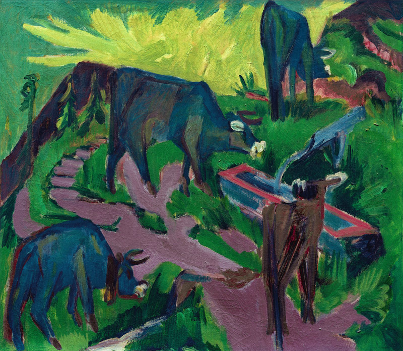 Cows during Sunset a Ernst Ludwig Kirchner