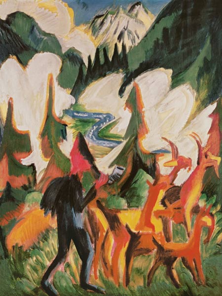 Hirte mit Ziegen am Morgen a Ernst Ludwig Kirchner